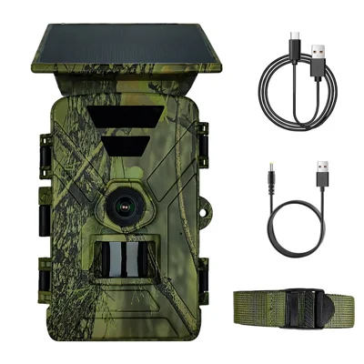 Cámara de Sendero Solar PR903W, Cámara de Caza WiFi APP de 8K 60MP Visión Nocturna Infrarroja Cámara de Rastro IP66 Impermeable para Monitoreo de Vida Silvestre - Verde