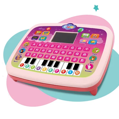 Tablette d'apprentissage de l'anglais pour enfants - Jouet éducatif avec clavier et écran LED - Rose