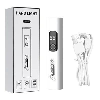 WUSHANG USB Rechargeable Handheld Mini Nail Lamp Portable Gel Polish Curing Light with Timer UV LED Nail Dryer - White