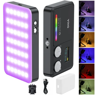 VRIG FD-98 LED-video-belysning 2500K-9000K Justerbar dobbelt farvetemperatur Bærbar fyldlampe til livesending/-fotografering - Hvid