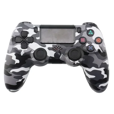 Manette de jeu ergonomique pour Sony PS4, manette sans fil compatible Bluetooth avec fonction de vibration - Gris + blanc camouflage