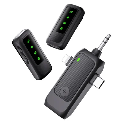 X8 Type-C / iP / 3.5mm 3 in 1 Professional Lavalier Microphone for Recording/Streaming Lapel Mic, 2 Mic + 1 Receiver