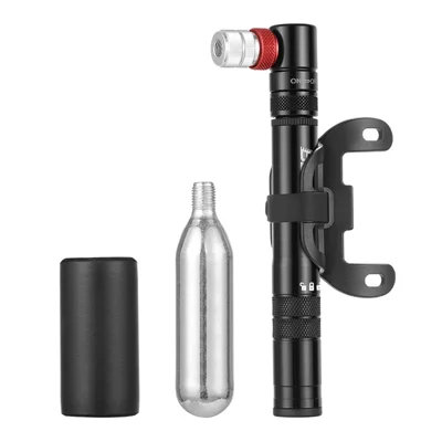 BENGGUO BG-1624 Portable Mini Bike Pump Dual Valve Presta / Schrader Bicycle Inflator Compatible with CO2 Gas Cylinder