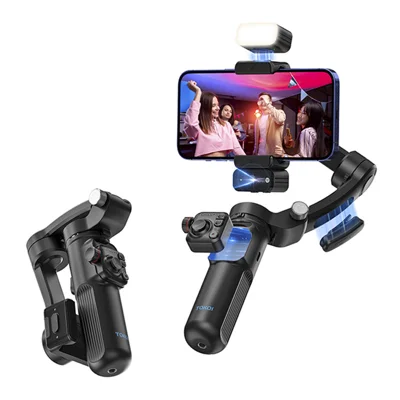 TOKQI M03 3-Axis Stabilizer Smart AI Face Tracking Anti-Shake Handheld Gimbal with Clip-on Mic and Fill Light