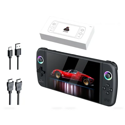 M27 7 Zoll IPS-Bildschirm Handheld-Spielkonsole HD-Ausgang 20000+ Klassische Spiele RGB-Beleuchtung Gamepad, mit 64 GB TF-Karte