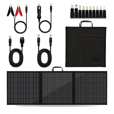 100 W tragbares Solarpanel-Ladegerät für Camping/Wandern, 3-fach faltbares Design, IP65 wasserdicht – Schwarz - Schwarz