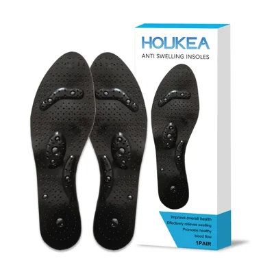 HOUKEA 1 paire de semelles anti-œdème avec pierres magnétiques, massage, soulagement de la pression, soins des pieds, inserts pour chaussures - 1 paire