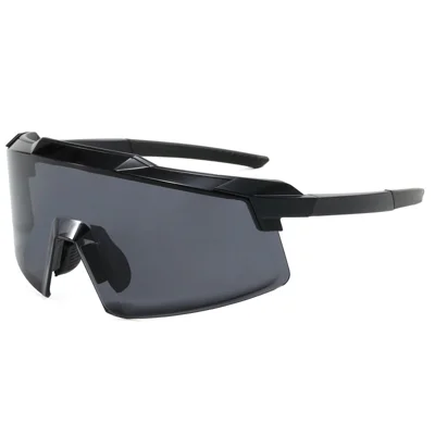 8699 Semi-rimless Frame Sports Sunglasses for Cycling Driving UV400 Protection Windproof Outdoor Eyewear - Black Frame Grey Lens