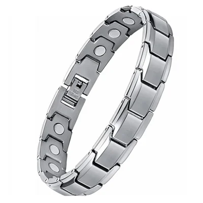 Magnetic Therapy Zinc Alloy Bracelet Adjustable Single Row Bangle Fashion Health Jewelry - Silver