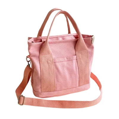 Bulk Purchasing Multi Compartment Canvas Tote Bag Handbag Crossbody Sling Shoulder Bag - Pink