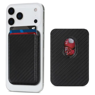 Carbon Fiber Texture Magnetic Wallet Phone Back Card Holder - Carbon Fiber Texture