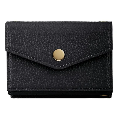 Multi-Function Horizontal Phone Card Holder Large Capacity Leather Wallet Kickstand with Mirror - Black