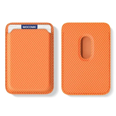 Magnetic Phone Card Holder Aramid Fiber Carbon Fiber Wallet RFID Blocking Card Case - Orange