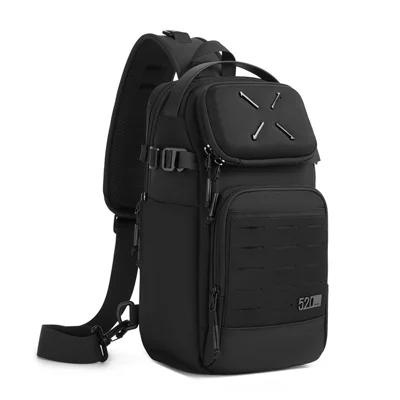 OZUKO 9890 Arrow Design Men Chest Bag Oxford Cloth Waterproof Crossbody Bag Sports Sling Shoulder Bag - Black