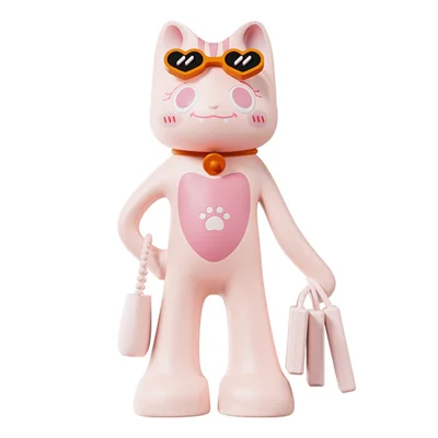 SAYROSE VIKKY-01 tecknad katt IP-dekorationsfigur söt liten miniatyr skrivbordsdekoration med magnetisk fot - Rosa