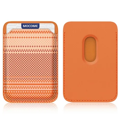 Magnetic Card Holder Wallet Slim RFID Blokering Kortplads Case Kompatibel med MagSafe - Orange