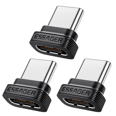 ESSAGER ES-OTG42 3Pcs TPE Type-C Dustproof Plug All Pins Populated Charging Data Transfer Port Protector - Black