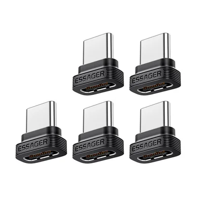 ESSAGER ES-OTG42 5 pièces Embout de protection Type-C Protecteur anti-poussière en TPE pour port USB-C Smartphone - Noir