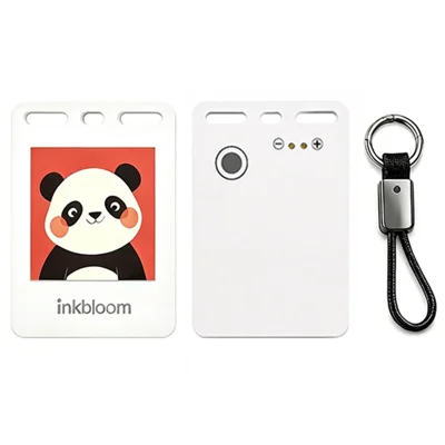 RK-C534 Ink Screen Tracker Compatible with Apple Find My MFi Certified 6 Color E-ink Display NFC Image Upload Magnetic Charging Locator - White