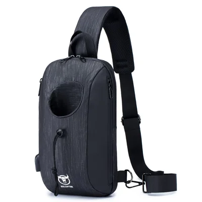 BULLCAPTAIN 0113 Men Oxford Cloth Chest Bag Waterproof Sport Casual Single Shoulder Bag - White Lines