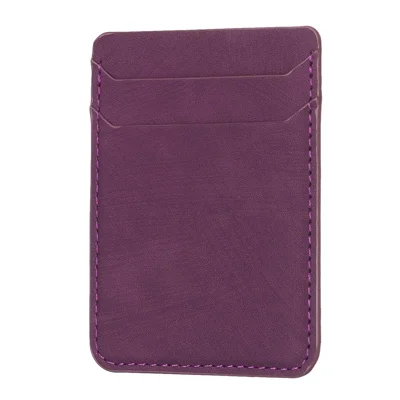 BFK13 Houdertje voor Telefoonpasjes, Portefeuille voor Creditcards en ID, Matleer, Plakzakje voor Op de Rug van de Telefoon - Donkerpaars