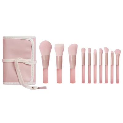 10 Stück / Set Makeup-Tool Weiche Künstliche Faserbürste Kit für Lidschatten, Highlight, Foundation Puder (mit Aufbewahrungstasche)
