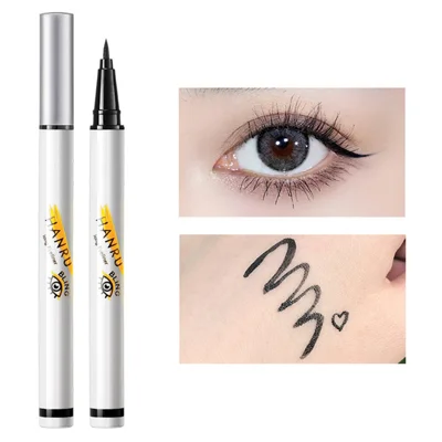 Delineador de Olhos Colorido Impermeável para Mulheres Lápis Delineador de Olhos Líquido Secagem Rápida Maquiagem para Olhos - Preto