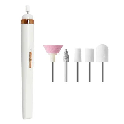Electric Nail Drill Machine Mini Nail Grinding Pen Manicure and Pedicure Kit for Grinding, Polishing - White
