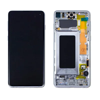 LCD Screen and Digitizer Assembly Part with Frame for Samsung Galaxy S10 G973 - White