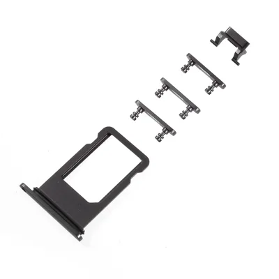 OEM for iPhone 8 Plus Side Button Set (Mute / Power / Volume Buttons + SIM Card Tray) - Black