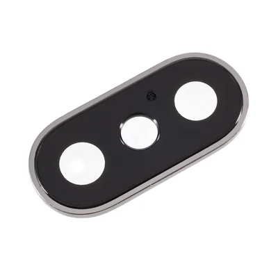 OEM for iPhone X Back Camera Lens Cover with Bracket and Glass Replacement - Silver Color