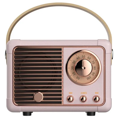 HM11 2e génération, enceinte Bluetooth rétro portable, prise en charge clé USB carte TF entrée AUX - Rose