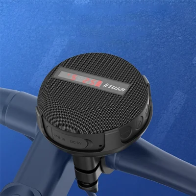 INWA Outdoor Riding Wireless Speaker with Smart LED Digital Display Portable Bluetooth-compatible Speaker lPX65 Waterproof Subwoofer Sound Amplifier Support Hands-Free Calling (CE) - Black