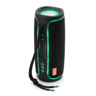 T&G TG288 TWS Soundbar Bærbar Bluetooth-kompatibel Højttaler Trådløst Bil HiFi Lydsystem Subwoofer med LED-lys - Sort/Grøn