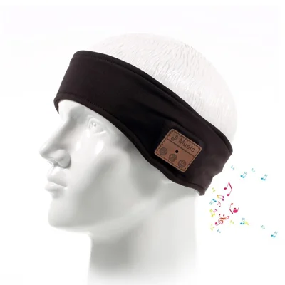 Sports Headband Wireless Bluetooth-compatible Headphone Hands-free Call Music Player with Mic - Black