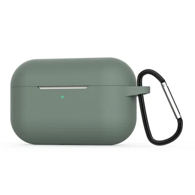 Silicone Earphone Cover with Buckle for Apple AirPods Pro - Dark Green
