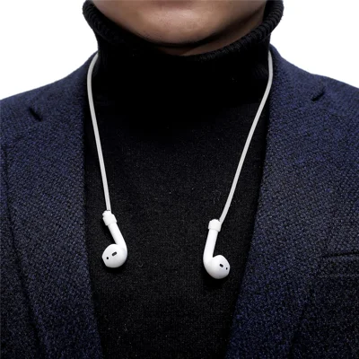 Auriculares Luminosos com Suporte de Silicone, Compatíveis com Bluetooth, com Cordão Anti-Perda para AirPods - Branco