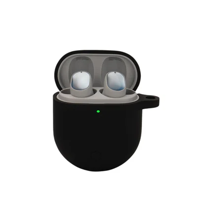 Bluetooth-compatible Earphone Protective Case Soft Silicone Cover with Hanging Buckle for Xiaomi Redmi AirDots 3 Pro - Black