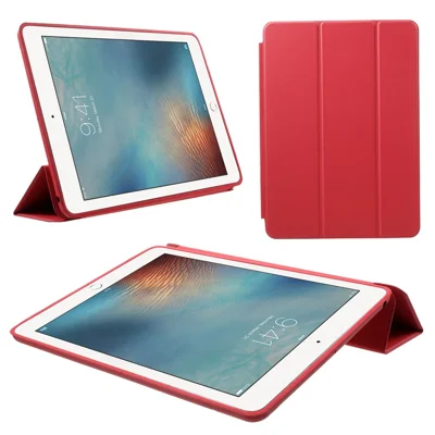 Tri-fold Stand Smart Leather Tablet Cover Case for iPad 9.7 (2018) / 9.7-inch (2017) - Red