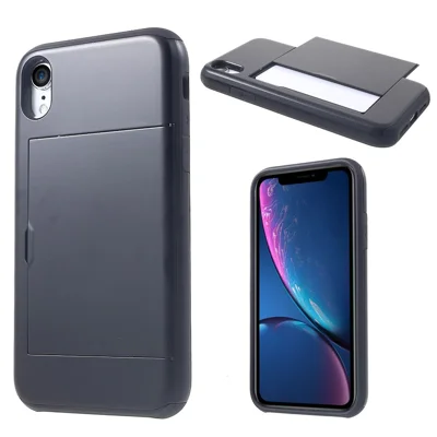 Гибридный чехол из пластика и ТПУ с отделением для карты для iPhone XR 6.1 дюйма - черный