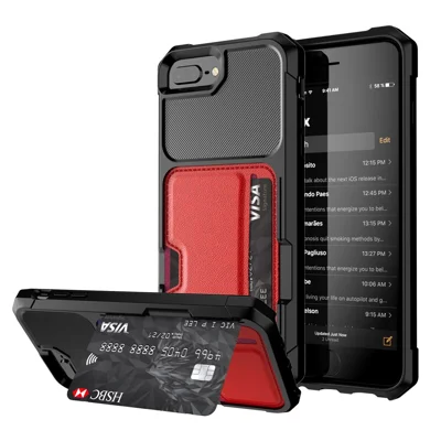 PU Leather Coated PC TPU Hybrid Mobile Phone Shell for iPhone 8 Plus / 7 Plus / 6s Plus / 6 Plus - Red