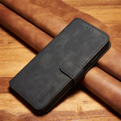 DG.MING Ретро стиль PU кожаный флип-чехол-бумажник со стойкой для iPhone XS Max 6.5 дюйма - Черный