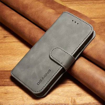 DG.MING Retro Style Leather Wallet Stand Case for iPhone 6s/6 4.7-inch - Grey