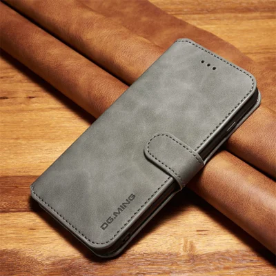 DG.MING Retro Stijl Wallet Leren Standhoes voor iPhone 6s Plus / 6 Plus - Grijs