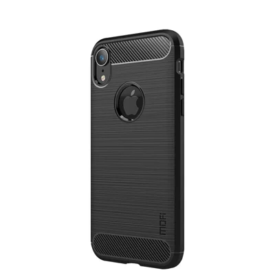 MOFI Carbonvezelstructuur Geborsteld TPU Telefoonhoesje voor iPhone XR 6,1 inch - Zwart