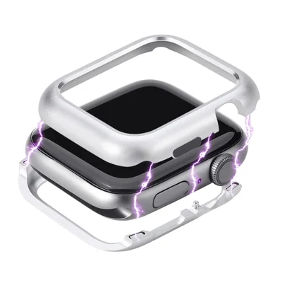 Magnetic Adsorption Metal Frame Protector Cover for Apple Watch Series SE3 / SE2 / SE1 /  6 / 5 / 4 40mm - Silver