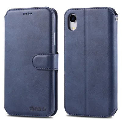 AZNS Lederen Standhoes met Kaartslots voor iPhone XR 6,1 inch - Blauw