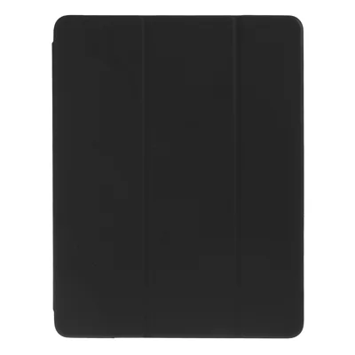 For Pad Pro 12.9-inch (2018) Tri-fold Stand Smart Folio Leather Magnetic Connection Cover - Black