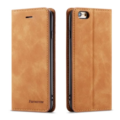 FORWENW Fantasy-serie Zijdezachte Leren Portemonnee-hoes voor iPhone 6s Plus / 6 Plus - Bruin