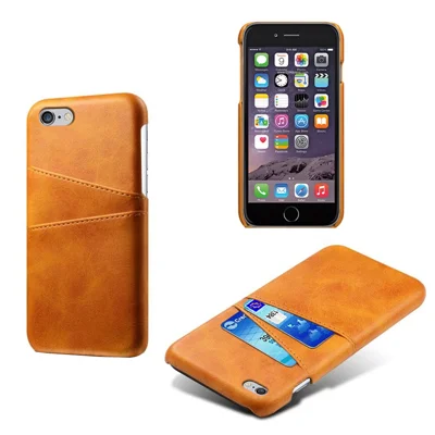 PU-leer gecoat PC-hardcover met [dubbele kaartsleuven] voor iPhone 6s Plus / 6 Plus - Oranje